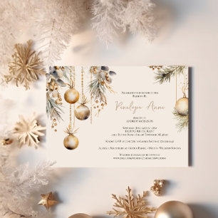 Festive White & Gold Christmas Bridal Shower Invitation