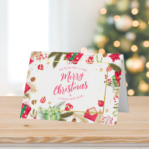 Festive White Gold Merry Christmas  Foil Greeting Card