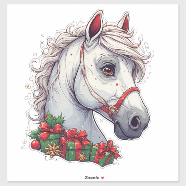 Festive White Horse Head With Red Bridle (Sheet)