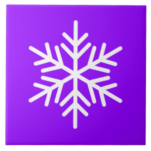 Festive White Nordic Snowflake On Bright Purple Tile