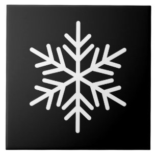 Festive White Nordic Snowflake On Modern Black Tile