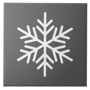 Festive White Nordic Snowflake On Modern Grey Tile