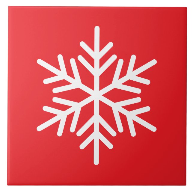Festive White Nordic Snowflake On Tile (Front)