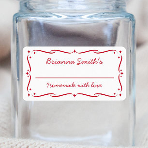 Festive white red kitchen baking cooking fill in label