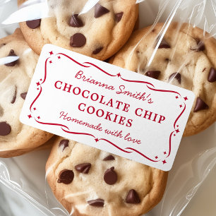 Festive white red kitchen baking cooking label