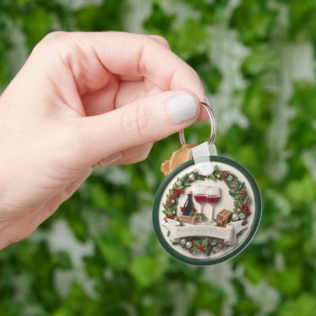  Festive Wine and Ornament High-Relief  Key Ring (Hand)