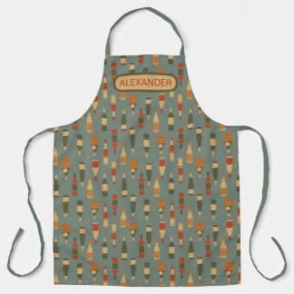 Festive Wine Bottles Personalise Apron
