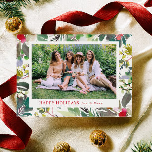 Festive Winter Berries Christmas Photo Card