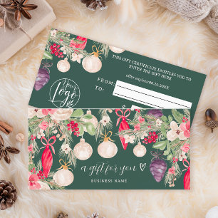Festive winter Christmas logo gift certificate