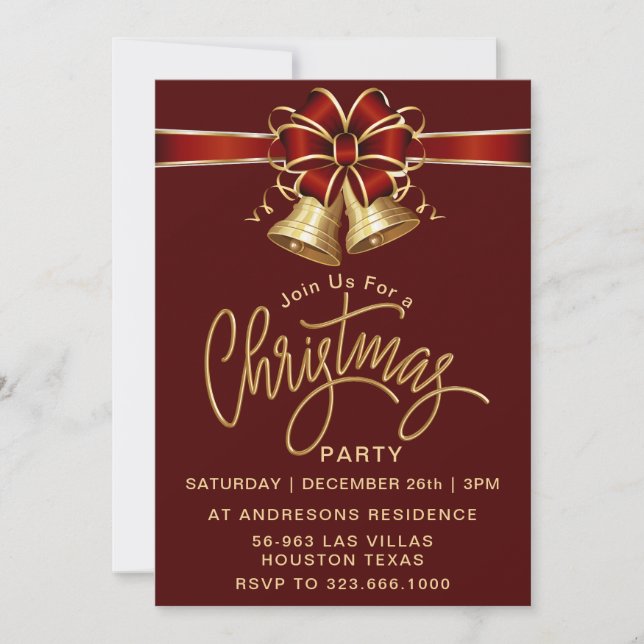 Festive Winter Christmas Party Invitation (Front)