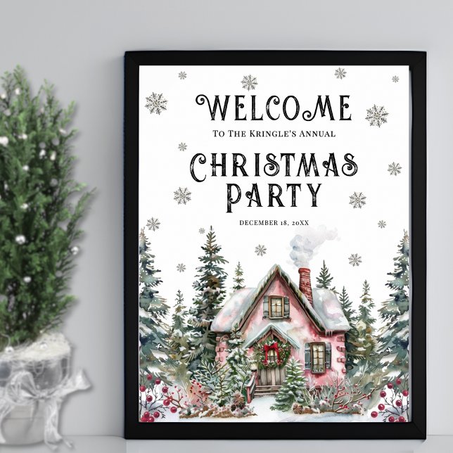 Festive Winter Christmas Party Welcome Sign (Festive Winter Christmas Party Welcome Sign)
