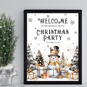 Festive Winter Christmas Party Welcome Sign
