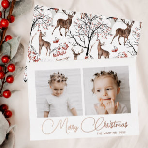 Festive Winter Deer Pattern Two Photo Foil