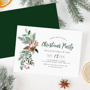 festive winter foliage script christmas party invitation