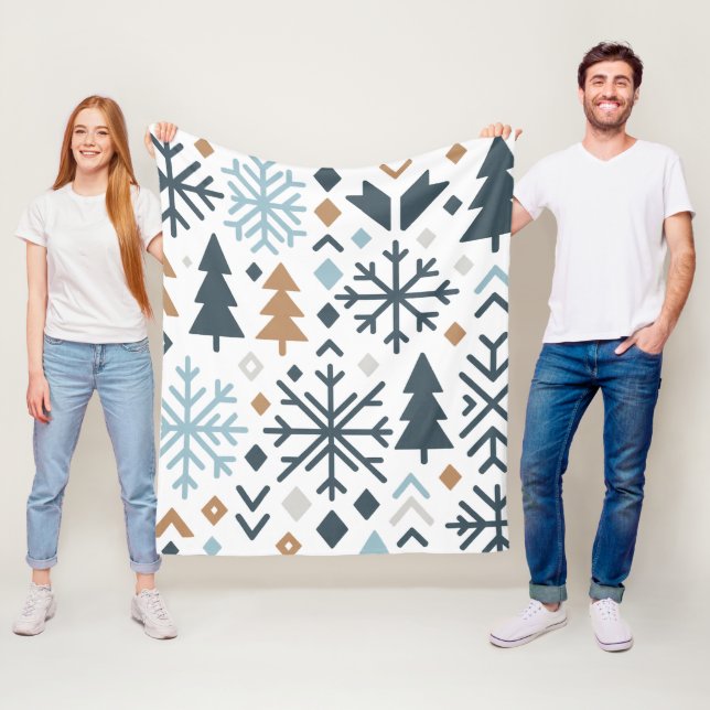 Festive Winter Forest Pattern Fleece Blanket (In Situ)