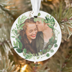 Festive Winter Greenery Botanical Holiday Photo Ornament