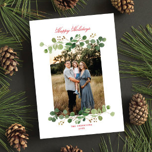 Festive Winter Greenery Elegant Botanical 1 Photo  Holiday Card