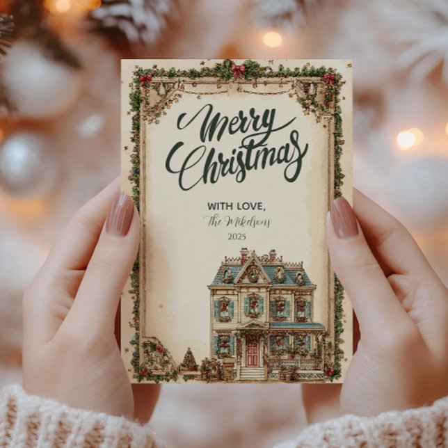 Festive Winter House Christmas Celebration Holiday Card (Creator Uploaded)