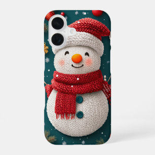Festive Winter Knitted Snowman Christmas iPhone 16 Case