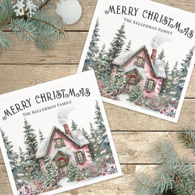 Festive Winter Merry Christmas Napkin (Festive Winter Merry Christmas Napkins)