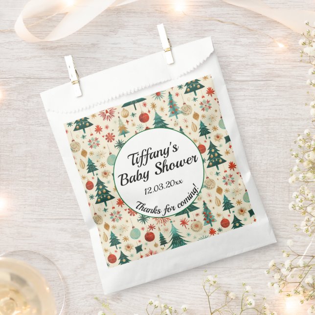 Festive Winter Pattern Baby Shower  Favour Bags (Clipped)