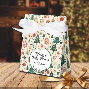 Festive Winter Pattern Baby Shower  Favour Box