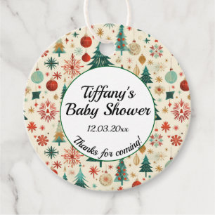 Festive Winter Pattern Baby Shower  Favour Tags