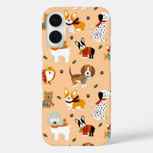 Festive Winter Puppy Scarves iPhone 16 Case