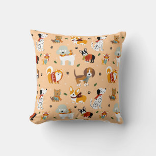 Festive Winter Puppy Scarves Cushion