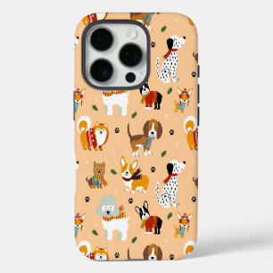 Festive Winter Puppy Scarves iPhone 16 Pro Case