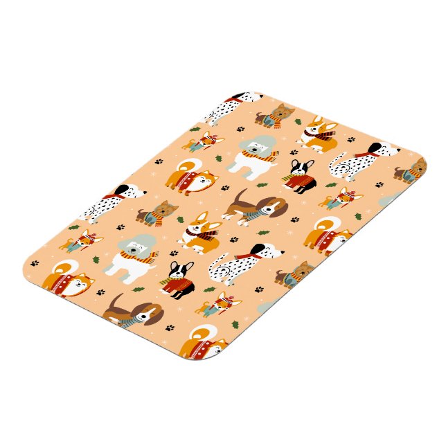 Festive Winter Puppy Scarves Magnet (Left Side)