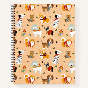 Festive Winter Puppy Scarves Notebook