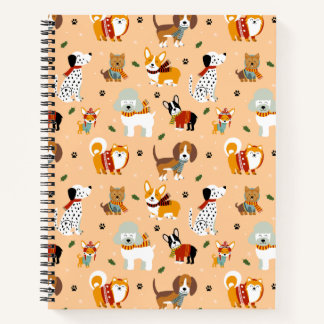 Festive Winter Puppy Scarves Notebook