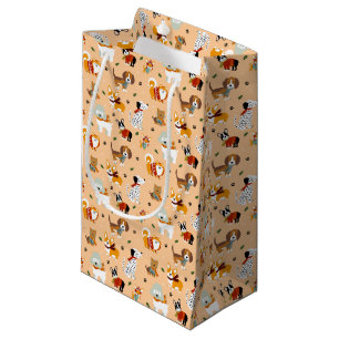 Festive Winter Puppy Scarves Small Gift Bag