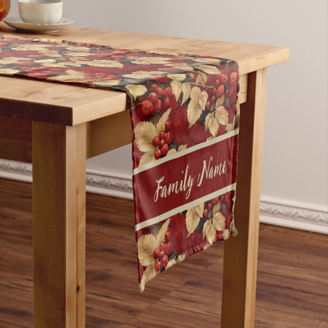 Festive Winter Red Berries  Short Table Runner (In Situ)