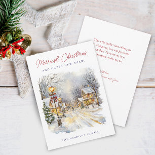 Festive Winter Scene Merriest Christmas Holiday Card