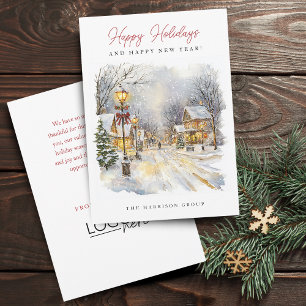 Festive Winter Scene Your Logo Business Holiday Card