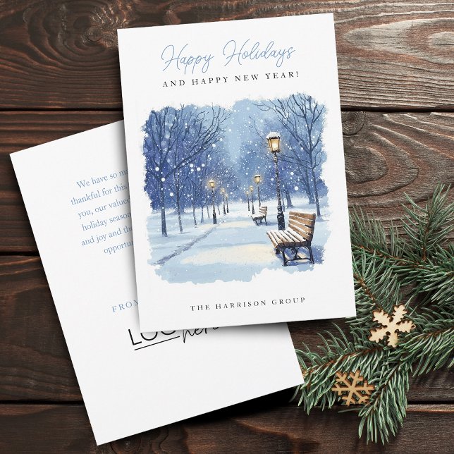 Festive Winter Scene Your Logo Business Holiday Card (Festive Winter Scene Your Logo Business Holiday Card)
