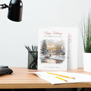Festive Winter Scene Your Logo Business Holiday Card