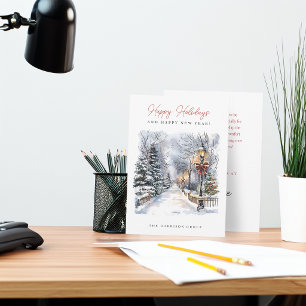 Festive Winter Scene Your Logo Business Holiday Card