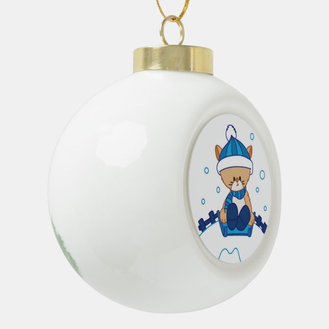 Festive Winter Snow Ball Ornament (Left)