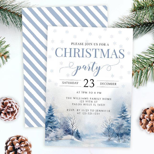 Festive winter snow Christmas party invitation (Creator Uploaded)