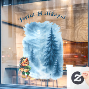 Festive Winter Troll Holiday Window Decal Business