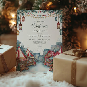 Festive Winter Village Christmas Invitation