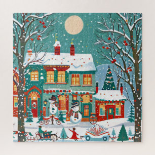 Festive Winter Village Jigsaw Puzzle