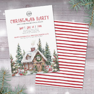 Festive Winter Watercolor Business Christmas Party Invitation