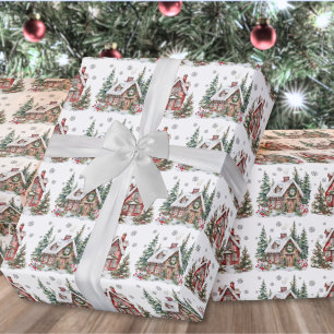 Festive Winter Watercolor Christmas Wrapping Paper