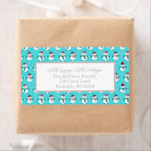 Festive Winter Wonderland Blue Snowmen Christmas