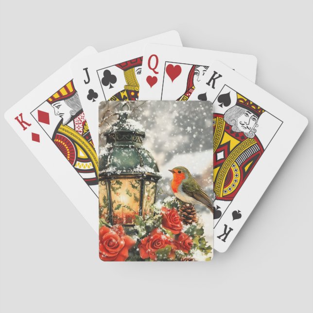 Festive Winter Wonderland Scene Playing Cards (Back)