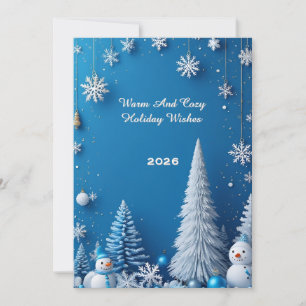✨ Festive Winter Wonderland Snowman Golden Glow Card